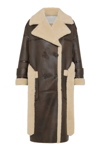 CAPPOTTO LUNGO REVERSIBILE 9263 IN ECO-MONTONE MARRONE/CREMA OOF