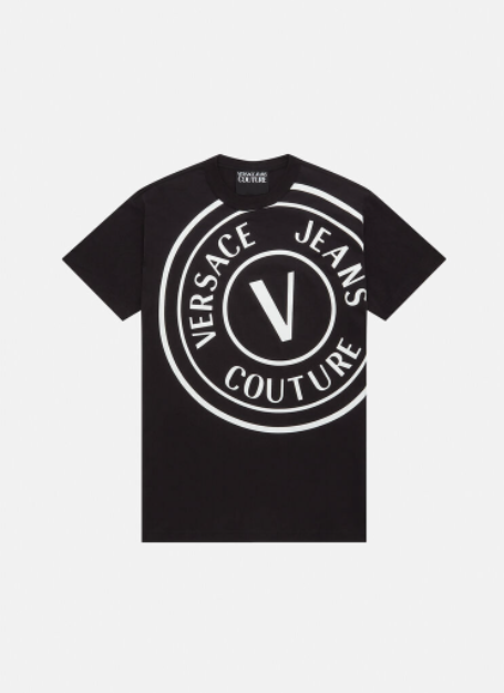 Versace Jeans Couture 71GAHT19 CJ00T V-EMBLEM PRINT T-shirt Black